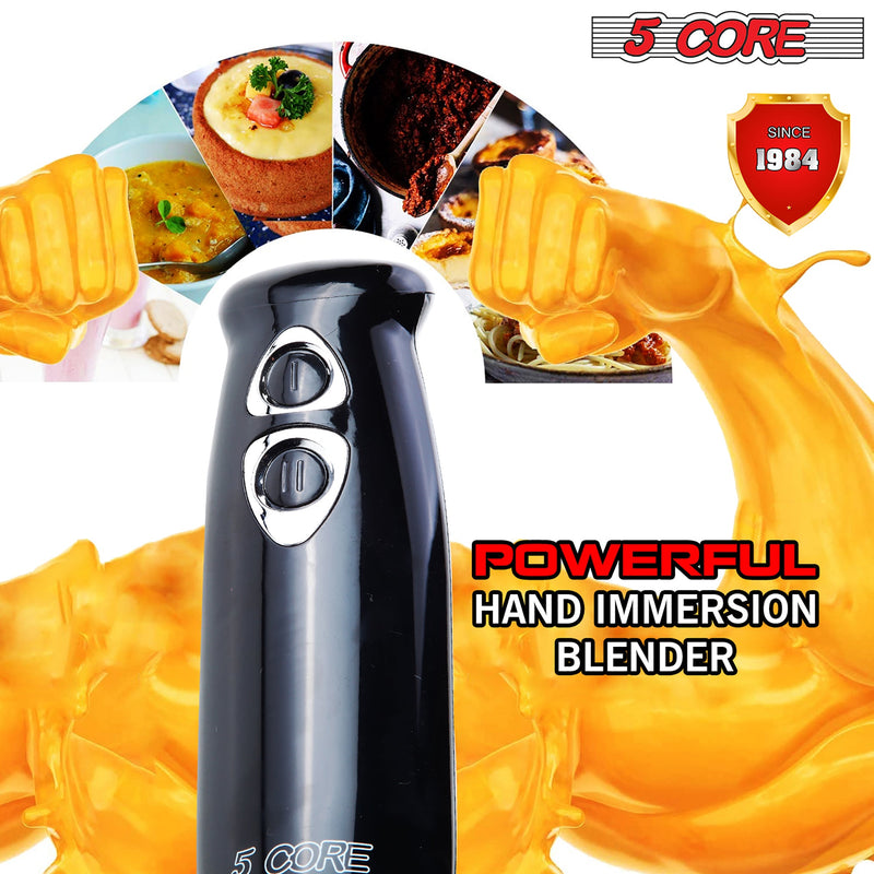 5 Core Hand Blender 500W Immersion Blender Electric Hand Mixer w 2 Mixing Speed 304 Steel Blades-1