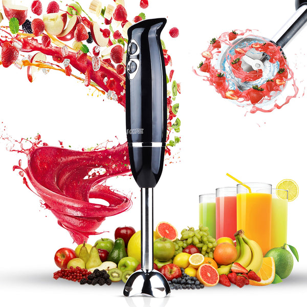 5 Core Hand Blender 500W Immersion Blender Electric Hand Mixer w 2 Mixing Speed 304 Steel Blades-0